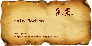 Hain Rodion névjegykártya